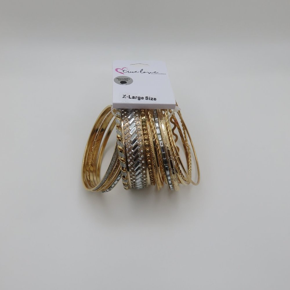 (#C) Set of 20 True Love Accessories Bangles Bracelets Gold